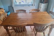 Solid pine table and 6 chairs