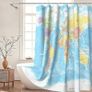 World Map Shower Curtain Waterproof Machine Washable Geography 180 x 240 cm   Blue Image 2