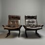 1970s Norwegian Rykken & Co Attributed Leather Lounge Chair Set Image 2