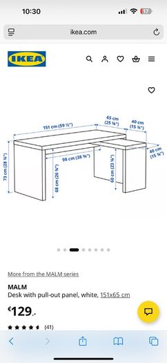 Large Malm desk with pull out slider