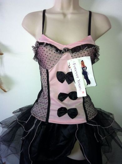 Sexy Pink and Black Moulin Rouge Fancy Dress Costume size 8-10