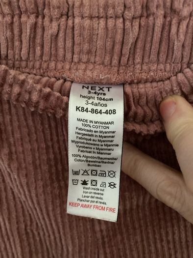 NEXT pink corduroy trousers aged 3-4 years