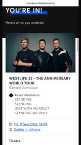 Westlife 25th - anniversary Tickets