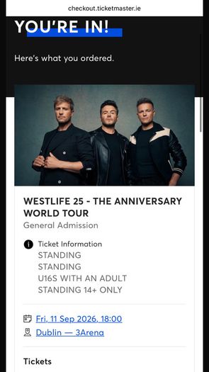 Westlife 25th - anniversary Tickets