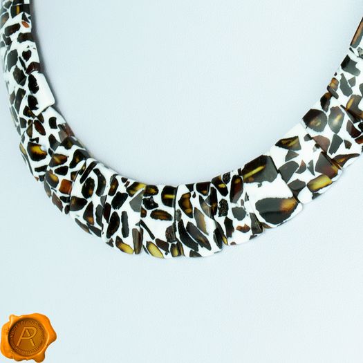 Mosaic Amber beaded necklace for women amber beads