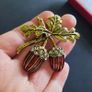 Oak Nut Leaf Enamel Brooch with Crystals Autumn Nature Jewellery Acorn Brooch Pin Badge Image 5