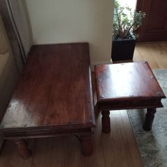 Tables, bedside locker & rug