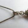 Vintage Sterling Silver 925 Genuine Black Jade and Zircon Necklace Pendant, length 18" - 4,5g Image 6