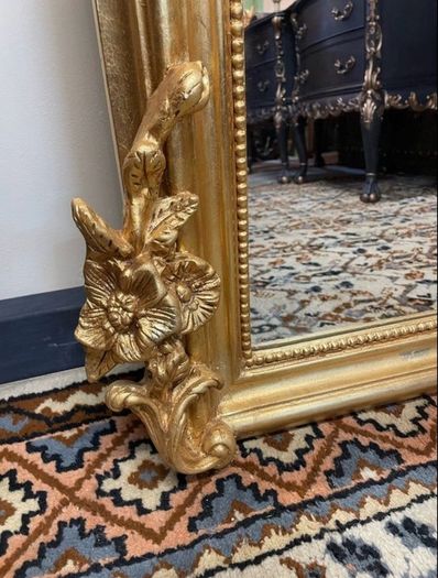 Ornate French-Style Large Gilt Wood Mirror