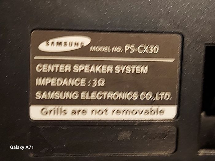Samsung Surround Sound Speaker System, Subwoofer Speaker Model PS-WQ100, 4 Rear Speakers Model PS-RX30 and Centre Speaker Model PC-CX30