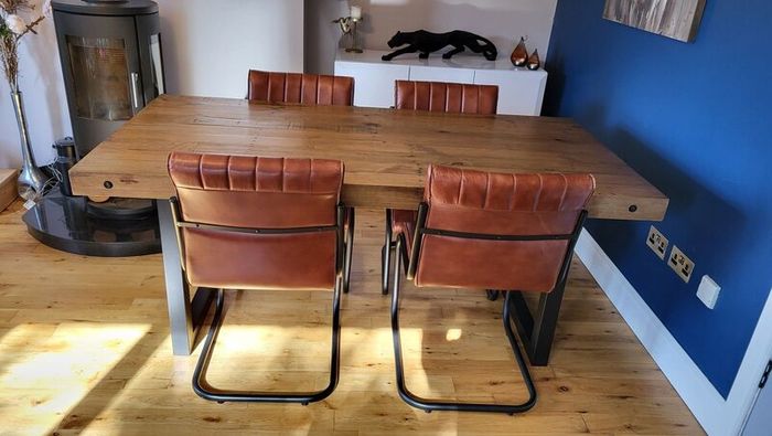Dining Table and 4 Real Leather Chairs