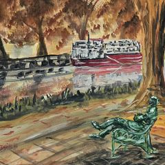patrick kavanagh statue watercolour