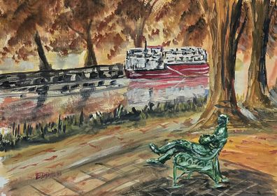patrick kavanagh statue watercolour