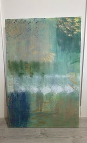Green large abstract painting