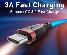 2 X USLION USB-C Fast Charging QC 3.0-2.0 3A (3M) & Data Sync Nylon Braided Cable (Brand New/Warranty)