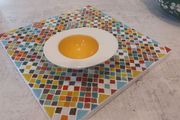 Cute Whimsical and Collectable Fried Egg Shaped Small Ceramic Serving Dish from the Beach Party Collection by the High Quality German Firm Villeroy and Boch, 2005/6, Mint Condition