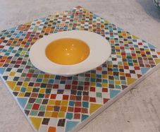 Cute Whimsical and Collectable Fried Egg Shaped Small Ceramic Serving Dish from the Beach Party Collection by the High Quality German Firm Villeroy and Boch, 2005/6, Mint Condition