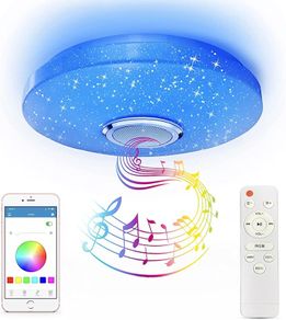 Ceiling Light with Bluetooth Speaker 36W, High Sound Quality Speaker,Cool/Warm White Colour Changing Ceiling lamp with Remote Control and App,Waterproof Ceiling Lamp for Bedroom Bathroom (FREE POSTAGE)