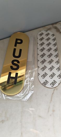Set of 2 Premium Gold Mirror Acrylic PUSH & PULL Door Signs - Self-Adhesive