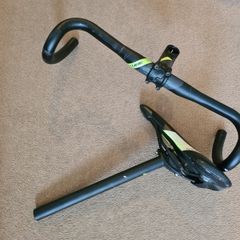Saddle with seatpost and handlebar with stem
