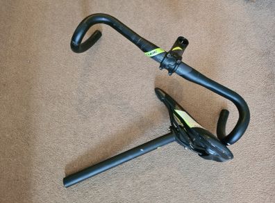 Saddle with seatpost and handlebar with stem