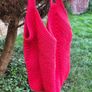 Handmade cotton crochet tote bag - red, shopping bag, woven bag Image 3