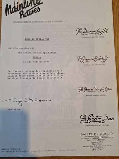 Spinal Tap Movie Press Kit