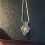 18k White Gold Plated Heart-cage Pearl Pendant Snake Chain Image 4