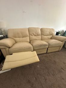 3 seater Leather with recliner Sofa and 2 arm chair recliners