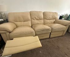 3 seater Leather with recliner Sofa and 2 arm chair recliners