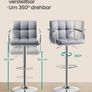 2pcs Adjustable Height Bar Stool Stainless Steel With Armrest Footrest Image 8