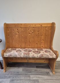 Bar seating and table.