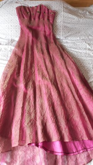 Australian designer Karen Merkel  Cerise Pink and Forest Green  size 10/12 dress for sale