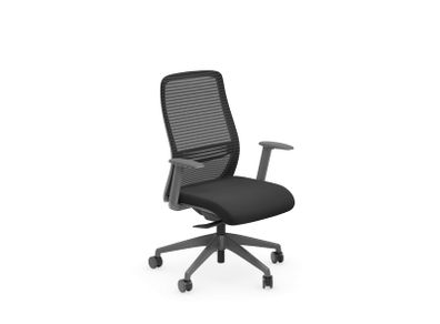 NV High Back Swivel Mesh Chair Grey Frame Black seat with adjustable arms