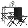 5 Piece Garden Dining Set Foldable Black Poly Rattan Image 2