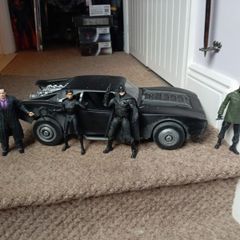 McFarlane Batman figures and custom painted batmobile