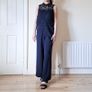 Julia Jordan Navy Blue Floral Lace Sleeveless Jumpsuit Bodysuit Wide Leg 10UK/38EU/6US Image 3