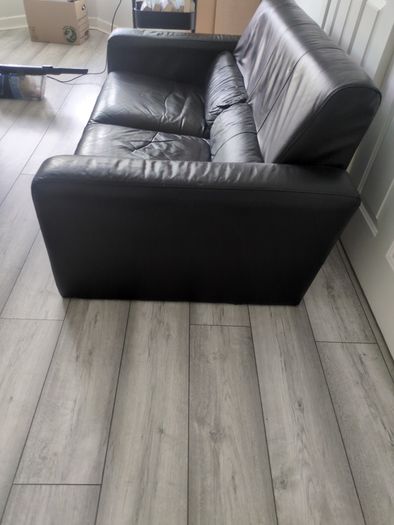 Two Seater Black Leather Sofa Couch