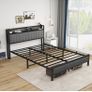 King Size Bed Frame With Storage Headboard Image 8