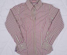 Thomas Pink Jermyn Street London Green Pink Striped Cotton Dress Shirt 8UK/36EU