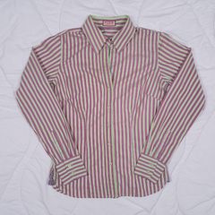 Thomas Pink Jermyn Street London Green Pink Striped Cotton Dress Shirt 8UK/36EU