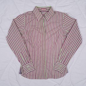 Thomas Pink Jermyn Street London Green Pink Striped Cotton Dress Shirt 8UK/36EU