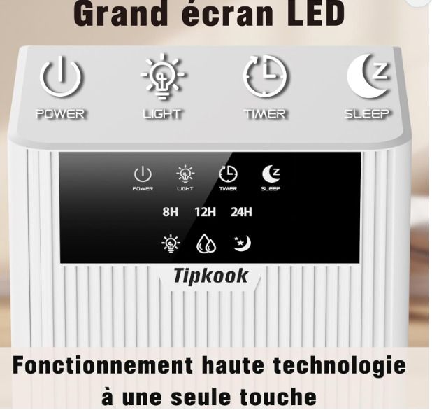 Air Humidifier, [2400ML] Tipkook Anti-Mould Air Humidifier, Silent, 10 Colours LED