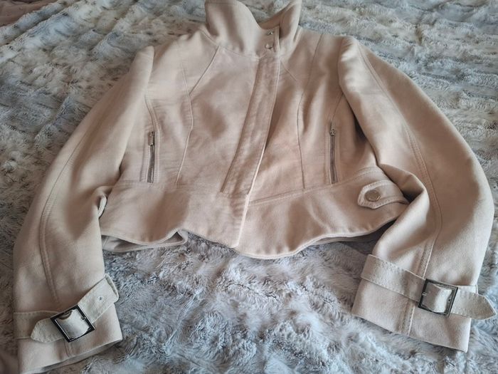 Karen Millen Beige Moleskin Biker Jacket