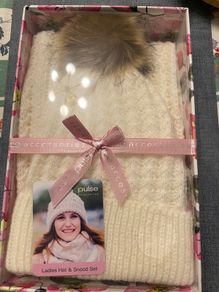 Pulse Accessories Ladies Hat and Snood Set - Cream