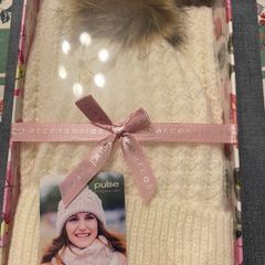 Pulse Accessories Ladies Hat and Snood Set - Cream