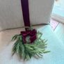 Mini 20cm diameter chair real feel wreath with exaggerated length burgundy ribbon Image 9