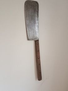 antique XL butcher meat cleaver  stamped FR
