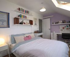Bed, bed side table and desk