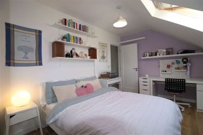 Bed, bed side table and desk